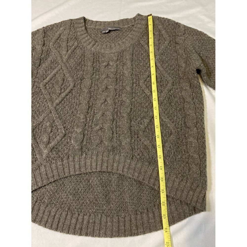 360 Sweater Cropped Cable Knit 1/2 Sleeve High Low Wool Alpaca Brown Size XS - Picture 4 of 8